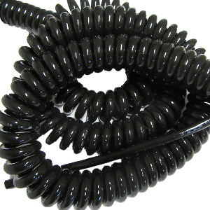 Cordon spiralé PVC noir 3G1.5 - repos 0.75m - étiré 3m - CENCO